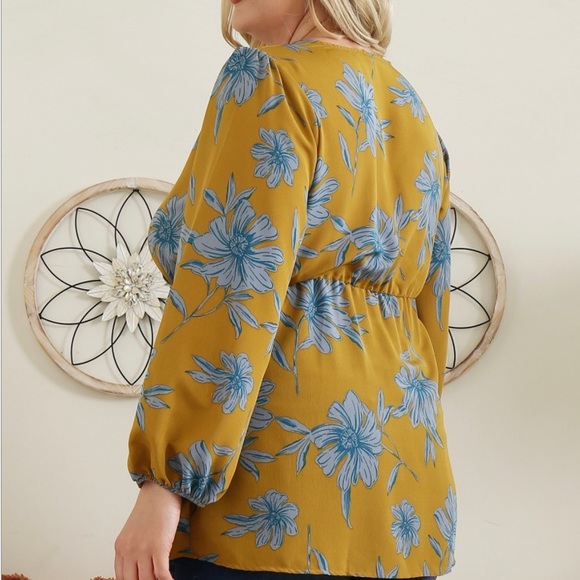 One Size Mustard Tassel Blouse Floral main image 1